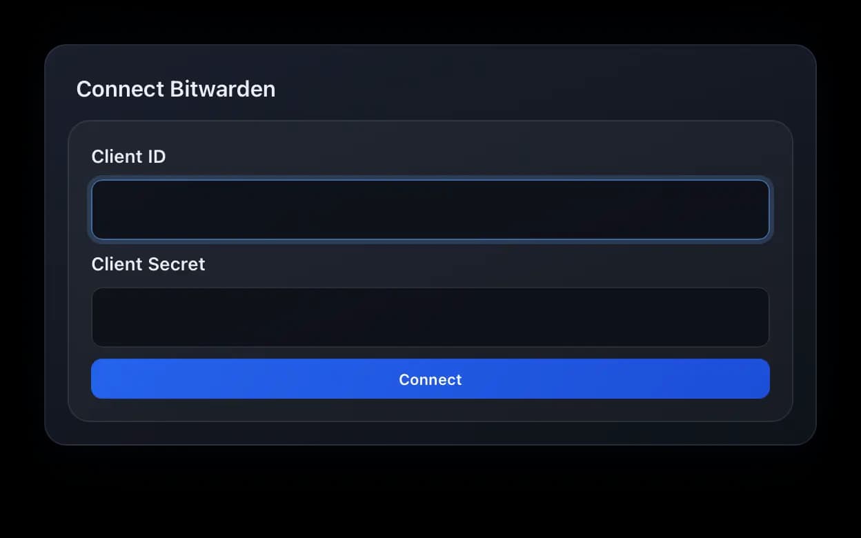 PWTray first-launch setup view where API key fields (client_id and client_secret) will be shown.